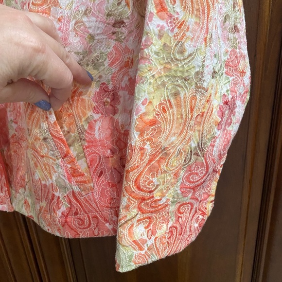 Ladies Medium Jacket Spring Colors Long Sleeve Zipper Pockets Peach Green Joni B - Picture 4 of 15